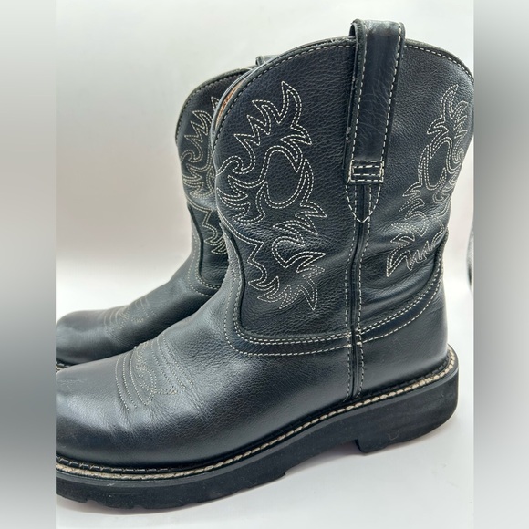 Ariat Fat baby Black Leather Chunky Cowboy Boot Women size 9.5 Cowgirl western - Picture 6 of 13